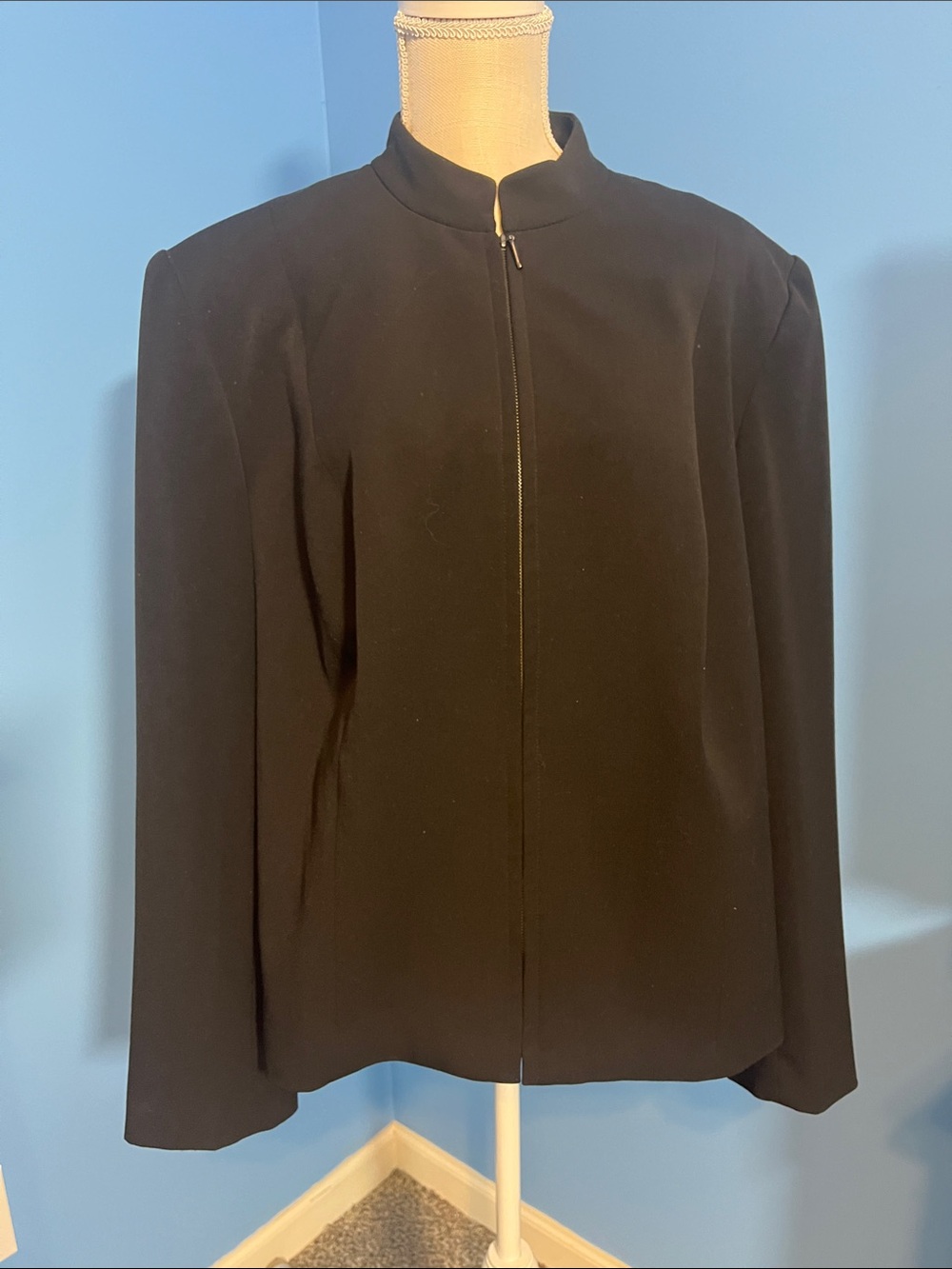 Grace Elements Black Stand-Collar Zip Jacket, 16W